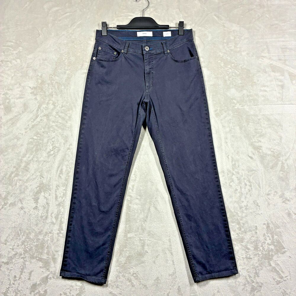 BRAX Cooper Fancy Regular Fit Pants Mens 32x30 Navy Dark Blue Stretch 5 Pocket